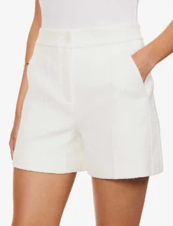 ME AND EM Mid-rise Centre-crease Cotton-blend Shorts -Reiss Shop R04181887 SOFTWHITE ALT04