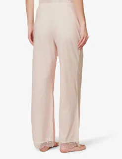 Lace Straight-leg Relaxed-fit Organic-cotton Trousers -Reiss Shop R04183739 PEARLPINK ALT03