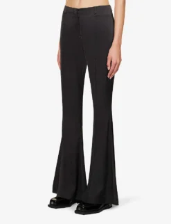 Acne Studios Pippen Flared-leg Low-rise Stretch-woven Trousers -Reiss Shop R04184385 BLACK ALT02