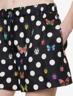 Versace Graphic-pattern Mid-rise Silk Shorts 9 Versace Graphic-pattern Mid-rise Silk Shorts -Reiss Shop R04185121 BLACKMULTICOLOR ALT04