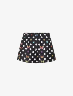Versace Graphic-pattern Mid-rise Silk Shorts