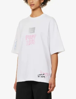 Acne Studios Exford Scribbles Graphic-print Cotton-jersey T-shirt -Reiss Shop R04185146 OPTICWHITE ALT02