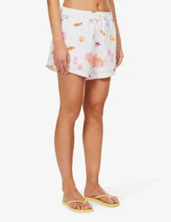 Seafolly Under The Sea Printed Linen Shorts 7 Seafolly Under The Sea Printed Linen Shorts -Reiss Shop R04185690 WHITE ALT02