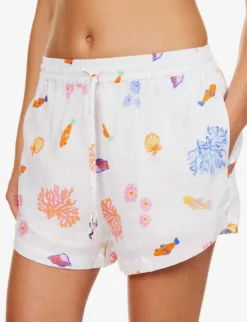 Seafolly Under The Sea Printed Linen Shorts 9 Seafolly Under The Sea Printed Linen Shorts -Reiss Shop R04185690 WHITE ALT04