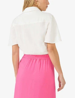 Flutter-sleeve Self-tie Relaxed-fit Woven Shirt -Reiss Shop R04185925 WHITE ALT03