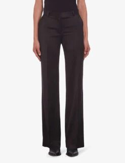 THE KOOPLES Pressed-crease Straight-leg High-rise Stretch-woven Trousers 7 THE KOOPLES Pressed-crease Straight-leg High-rise Stretch-woven Trousers -Reiss Shop R04186177 BLACK ALT02