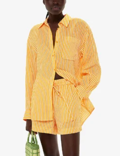 Whistles Sunshine Stripe Linen And Cotton-blend Shorts -Reiss Shop R04186331 MULTICOLOURED ALT02