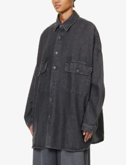 Dallas Oversized Faded-wash Denim Shirt -Reiss Shop R04186445 DARKGREY ALT02
