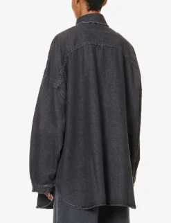 Dallas Oversized Faded-wash Denim Shirt -Reiss Shop R04186445 DARKGREY ALT03