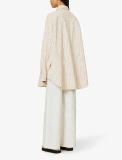 Dallas Oversized Striped Cotton-denim Shirt -Reiss Shop R04186447 ORANGEPINSTRIPE ALT03