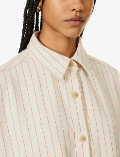 Dallas Oversized Striped Cotton-denim Shirt -Reiss Shop R04186447 ORANGEPINSTRIPE ALT04
