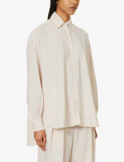 Georgia Oversized Striped Shirt -Reiss Shop R04186465 BEIGEPINSTRIPE ALT02
