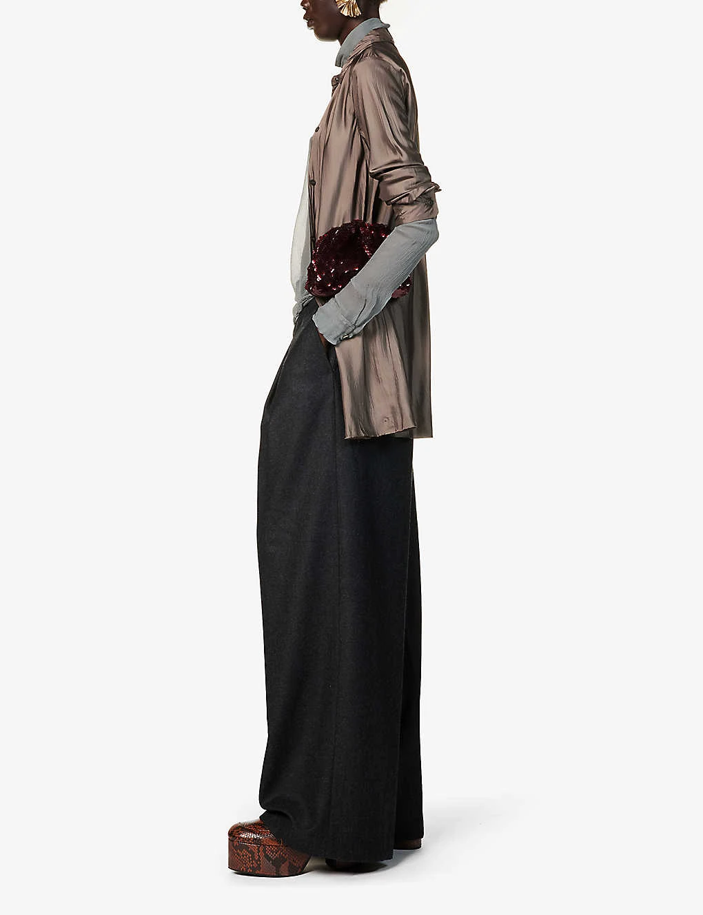 Dries Van Noten Elasticated-waist Pleated Wide-leg Mid-rise Wool Trousers 2 Dries Van Noten Elasticated-waist Pleated Wide-leg Mid-rise Wool Trousers - Image 2