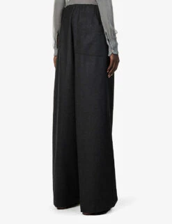 Dries Van Noten Elasticated-waist Pleated Wide-leg Mid-rise Wool Trousers 8 Dries Van Noten Elasticated-waist Pleated Wide-leg Mid-rise Wool Trousers -Reiss Shop R04186682 ANTHRACITE ALT03