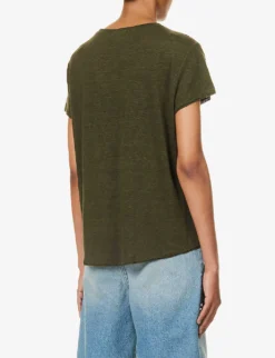 FRAME Easy True Distressed-trim Organic-linen T-shirt 8 FRAME Easy True Distressed-trim Organic-linen T-shirt -Reiss Shop R04187488 SURPLUS ALT03