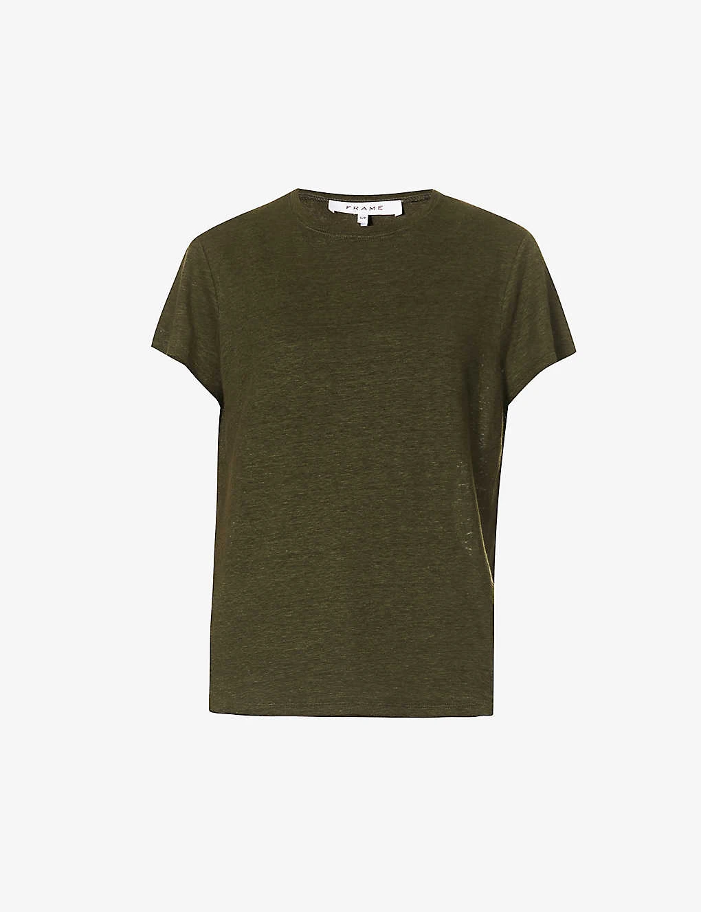 FRAME Easy True Distressed-trim Organic-linen T-shirt 1 FRAME Easy True Distressed-trim Organic-linen T-shirt