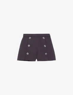 THE KOOPLES Button-embellished Wide-leg Stretch-woven Shorts