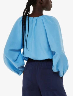 Whistles Nicola Carrot-leg High-rise LENZING™ Viscose-blend Trousers -Reiss Shop R04188053 NAVY ALT03