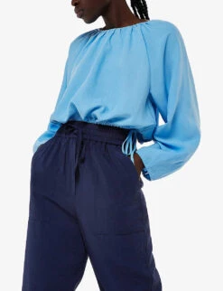 Whistles Nicola Carrot-leg High-rise LENZING™ Viscose-blend Trousers -Reiss Shop R04188053 NAVY ALT04