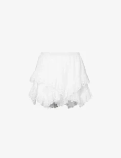 Isabel Marant Etoile Kaddy Tiered Frilled-trim High-rise Cotton Shorts