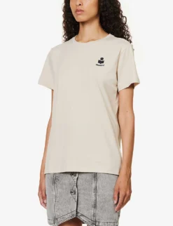 Isabel Marant Etoile Aby Logo-embroidered Cotton-jersey T-shirt 7 Isabel Marant Etoile Aby Logo-embroidered Cotton-jersey T-shirt -Reiss Shop R04188836 BEIGE ALT02
