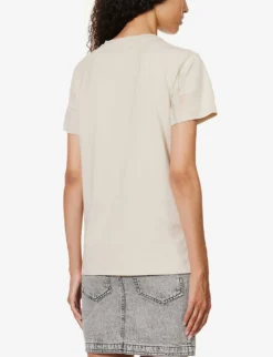 Isabel Marant Etoile Aby Logo-embroidered Cotton-jersey T-shirt 8 Isabel Marant Etoile Aby Logo-embroidered Cotton-jersey T-shirt -Reiss Shop R04188836 BEIGE ALT03