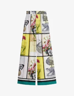 Ted Baker Embelae Floral-print Wide-leg Mid-rise Woven Trousers