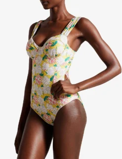 Ted Baker Adelisa Cupped Floral-print Swimsuit -Reiss Shop R04189312 MIDYELLOW ALT02