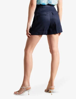 Ted Baker Reeane Belted Linen Shorts 7 Ted Baker Reeane Belted Linen Shorts -Reiss Shop R04189331 NAVY ALT03