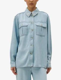 CLAUDIE PIERLOT Calisto Loose-fit Long-sleeve Woven Shirt -Reiss Shop R04189873 DENIMJEAN ALT02