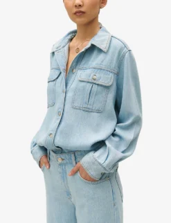 CLAUDIE PIERLOT Calisto Loose-fit Long-sleeve Woven Shirt -Reiss Shop R04189873 DENIMJEAN ALT04