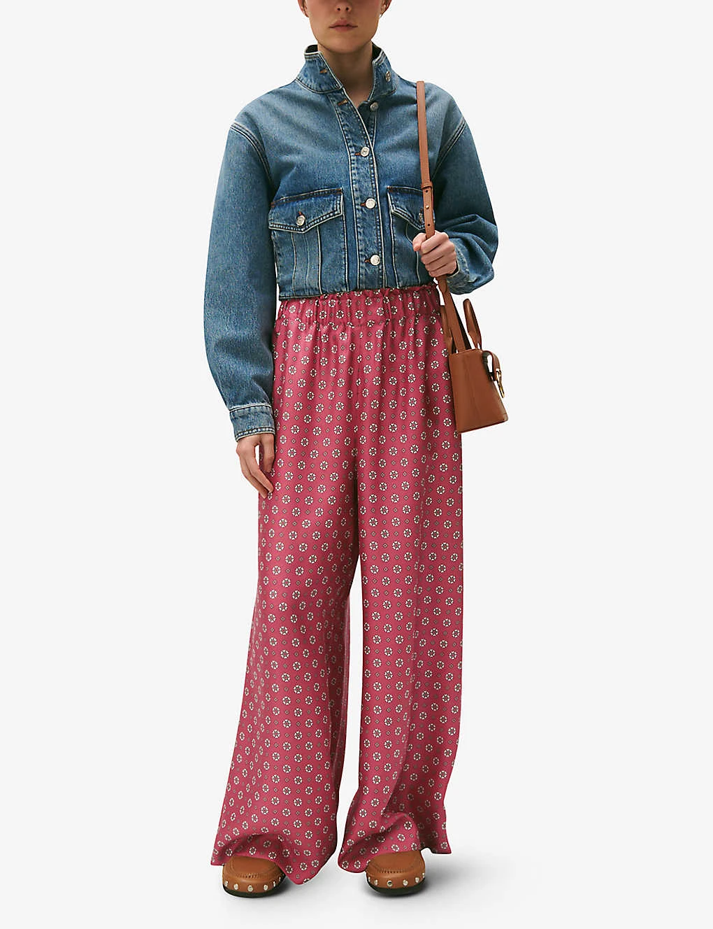 CLAUDIE PIERLOT Pantin Graphic-print Wide-leg High-rise Silk Trousers 2 CLAUDIE PIERLOT Pantin Graphic-print Wide-leg High-rise Silk Trousers - Image 2