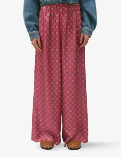 CLAUDIE PIERLOT Pantin Graphic-print Wide-leg High-rise Silk Trousers 9 CLAUDIE PIERLOT Pantin Graphic-print Wide-leg High-rise Silk Trousers -Reiss Shop R04189909 DIVERS ALT04