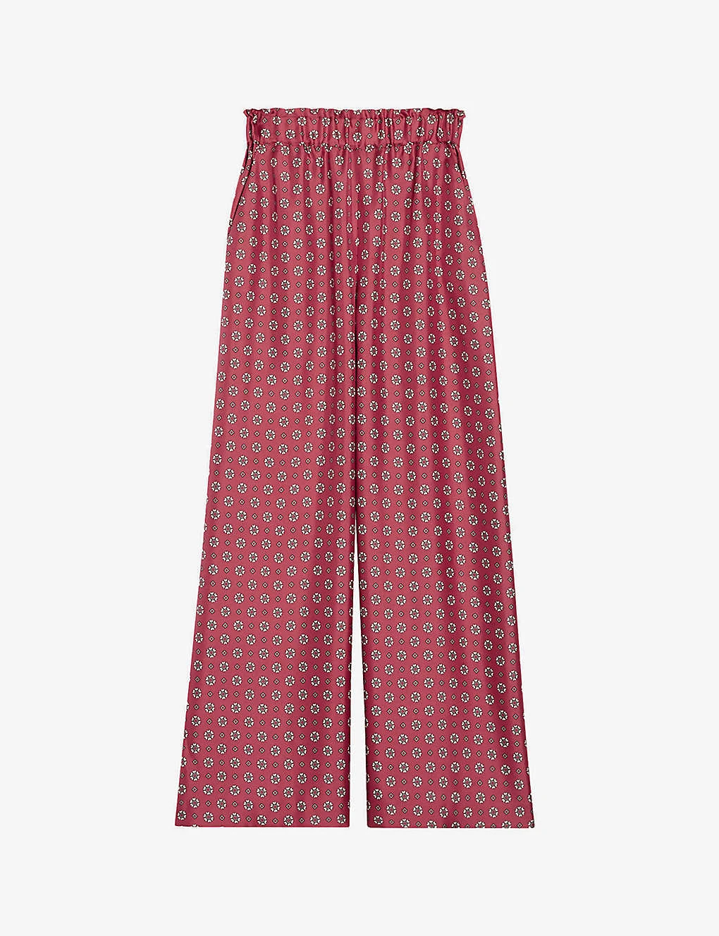 CLAUDIE PIERLOT Pantin Graphic-print Wide-leg High-rise Silk Trousers 1 CLAUDIE PIERLOT Pantin Graphic-print Wide-leg High-rise Silk Trousers
