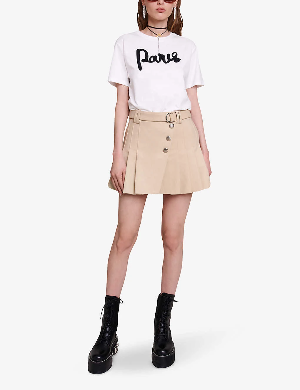 Maje Tamina 'Paris' Chiffon-lettering Cotton T-shirt 2 Maje Tamina 'Paris' Chiffon-lettering Cotton T-shirt - Image 2