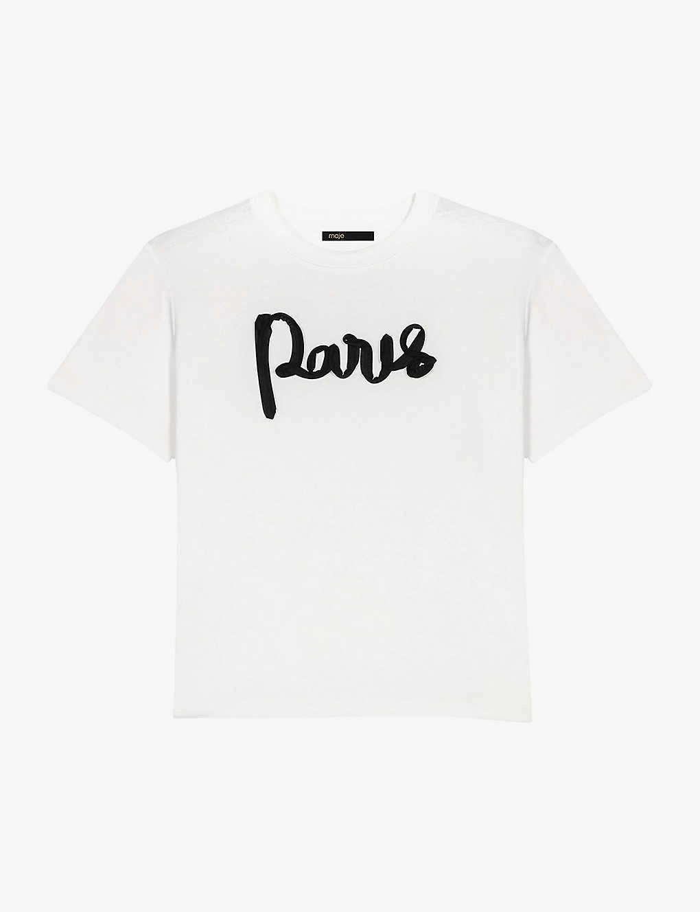 Maje Tamina 'Paris' Chiffon-lettering Cotton T-shirt 1 Maje Tamina 'Paris' Chiffon-lettering Cotton T-shirt