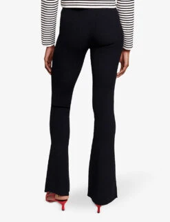 Maje Pariso Flared-leg High-rise Stretch Ribbed-knit Trousers -Reiss Shop R04190020 NOIRGRIS ALT02