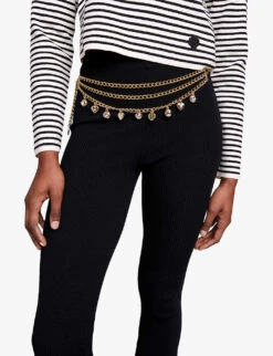 Maje Pariso Flared-leg High-rise Stretch Ribbed-knit Trousers -Reiss Shop R04190020 NOIRGRIS ALT03