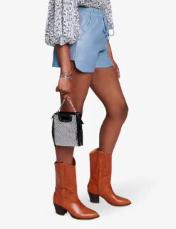 Maje Issma High-rise Faux-leather Shorts 7 Maje Issma High-rise Faux-leather Shorts -Reiss Shop R04190040 BLEUS ALT02