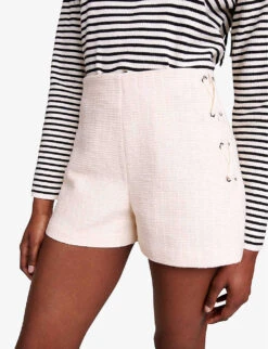 Maje Ivileno Lace-up Tweed Shorts 9 Maje Ivileno Lace-up Tweed Shorts -Reiss Shop R04190356 BLANC ALT04