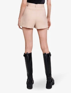 Maje Iosta Pocket-detail Asymmetric-hem Linen-blend Shorts -Reiss Shop R04190414 NATURELS ALT03