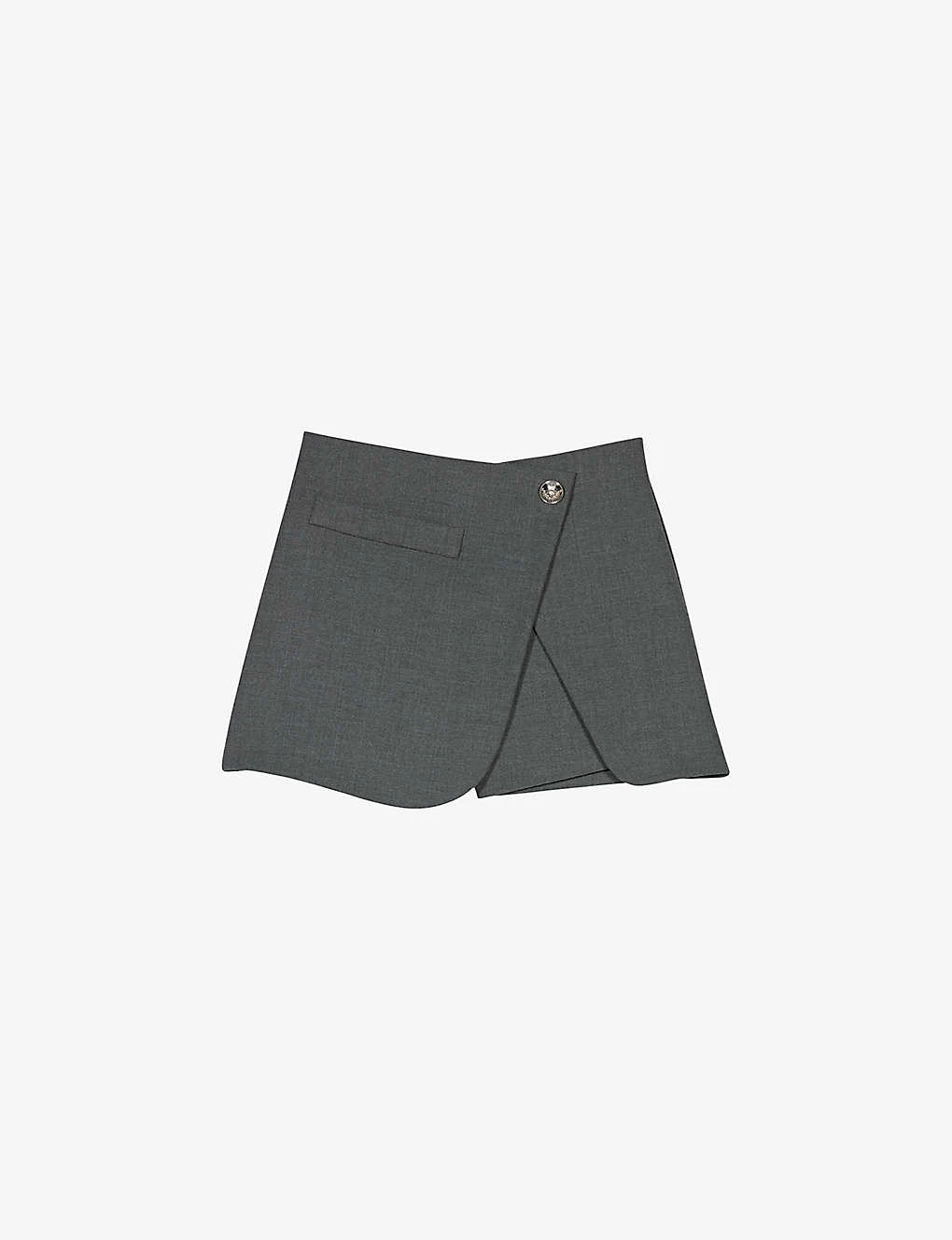 Maje Ipimanete Wrap Over-panel Stretch-woven Shorts 1 Maje Ipimanete Wrap Over-panel Stretch-woven Shorts