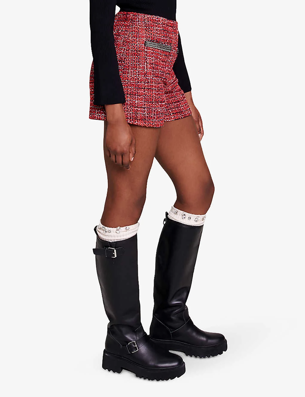 Maje Italete Chain-embellished Tweed Shorts 3 Maje Italete Chain-embellished Tweed Shorts - Image 3