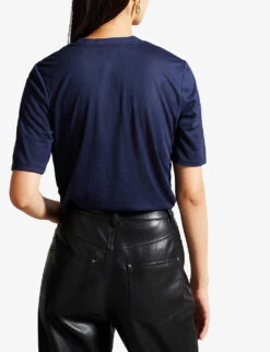 Ted Baker Kerika V-neckline Short-sleeve Woven T-shirt 7 Ted Baker Kerika V-neckline Short-sleeve Woven T-shirt -Reiss Shop R04190972 NAVY ALT03