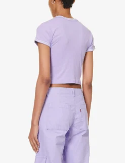 Levis Ringer Logo-print Cotton-jersey T-shirt 8 Levis Ringer Logo-print Cotton-jersey T-shirt -Reiss Shop R04191378 BABYSERIFLOGOPURP ALT03