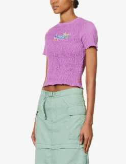 Levis Popcorn Graphic-print Ruched Cotton-jersey T-shirt -Reiss Shop R04191382 BLUES ALT02