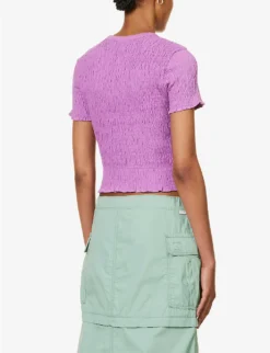 Levis Popcorn Graphic-print Ruched Cotton-jersey T-shirt -Reiss Shop R04191382 BLUES ALT03