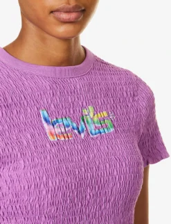 Levis Popcorn Graphic-print Ruched Cotton-jersey T-shirt -Reiss Shop R04191382 BLUES ALT04