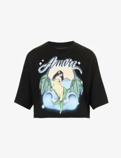 Amiri Mermaid Cropped Cotton-jersey T-shirt