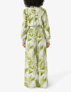 Palm-print Cropped Crepe-woven Shirt 5 Palm-print Cropped Crepe-woven Shirt -Reiss Shop R04191965 GREEN ALT02